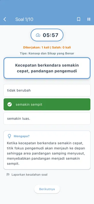 Cepat 10 Soal, soal ke-1: jawaban ditandai benar dan kartu Mengapa? menjelaskan alasannya